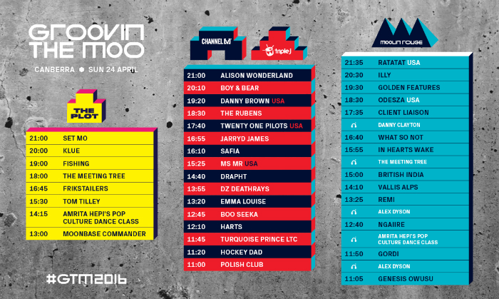Canberra Groovin the moo 2016 Set Times