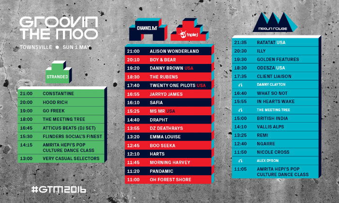 Townsville Groovin the moo 2016 Set Times