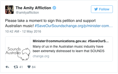 Amity Affilication Sounds Aus Tweet